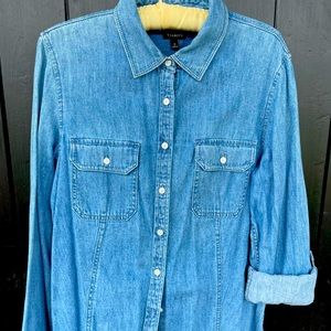 Talbots 100% cotton denim shirt, size 12